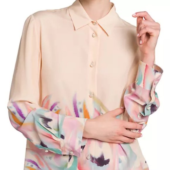 NWT$1,150 ETRO Silk Butterfly Wings Abstract Oversized Crepe Shirt Blouse 46, L - Picture 3 of 16